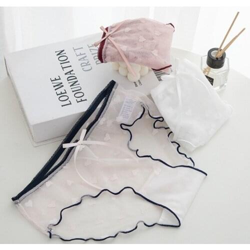 New Womens Underwear Sexy Lace Panties Fashion Bow Hollow-Out Briefs Mid Waist Seamless Invisible Underpants Female Lingerie