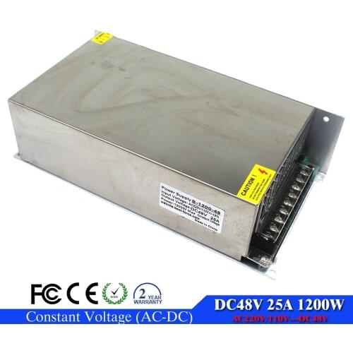 Single Output DC Power Supply 48V 25A 1200w Led Driver Transformer 220V AC to DC48V Power Adapter for Stepper CNC CCTV