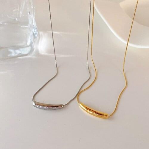 Simple Bar Shape Gold Silver Color Thin Chain Necklace For Women Korean Ladies Personality Elegant Charm Neck Jewelry Gift