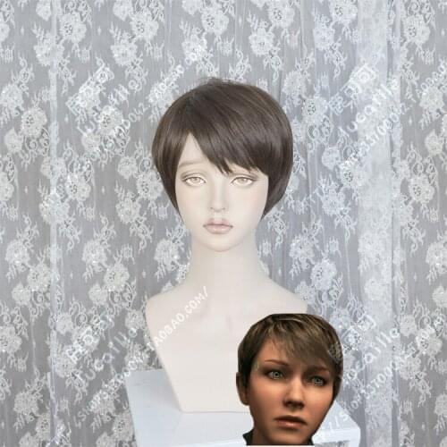 Anime Detroit Become Human Kara Wig Cosplay Brown Heat Resistant Synthetic Hair Wig + Wig Cap