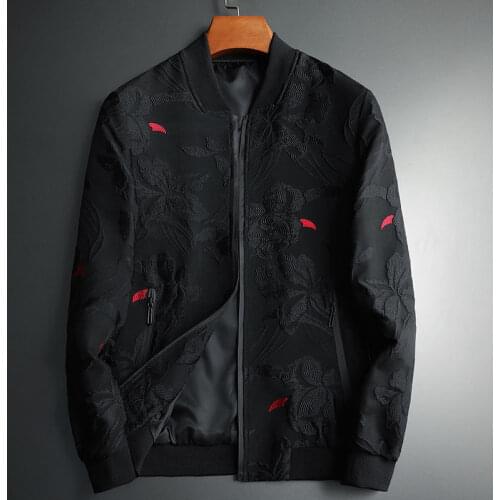 Casual Floral Slim Fit Europe Ceket Mont Erkek 2021 Spring Jacquard Bomber Jacket Men Ropa Hombre