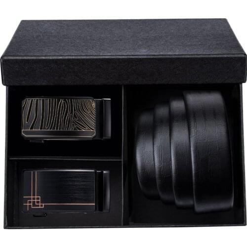 Mens Leather Ratchet Belt Metal Automatic Buckle Cowskin Jeans Strap Famous Brand Designer Belt Gift Box For Men DiBanGu