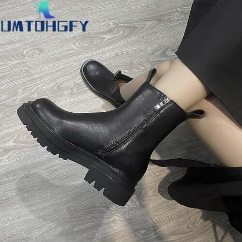 REVT Luxury Chelsea Boots Women Martin Boots Chunky Winter Shoes Platform Boots Slip On Chunky Heel Thick Brand Designer