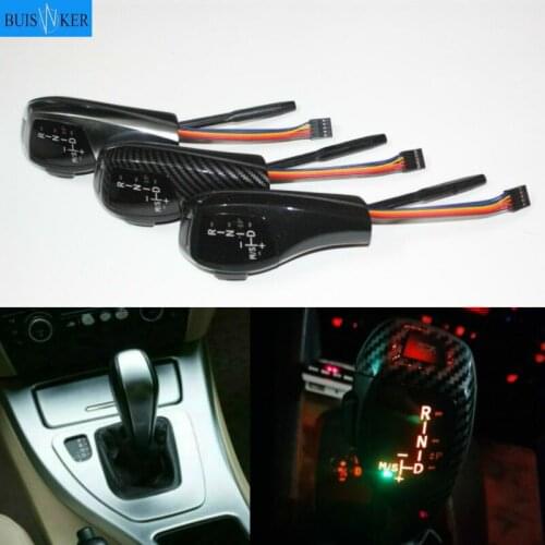 Shifter Lever PU Leather Carbon Fiber Black Silver for 3 5 Series E60 E61 2004-2007 E46 Accessories LED Gear Shift Knob
