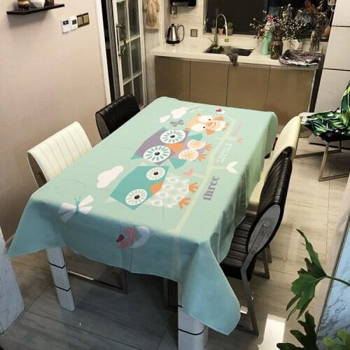 Cartoon Painting Tablecloth Oilproof Waterproof Rectangular Table Cloth Family Education Tablecloth for Party Dinning Banquet