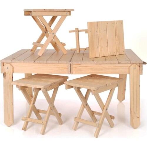 Foldable Beech Picnic Table 4 500-seat-Camping Desk Camping Chair Wood-boxed-picnic