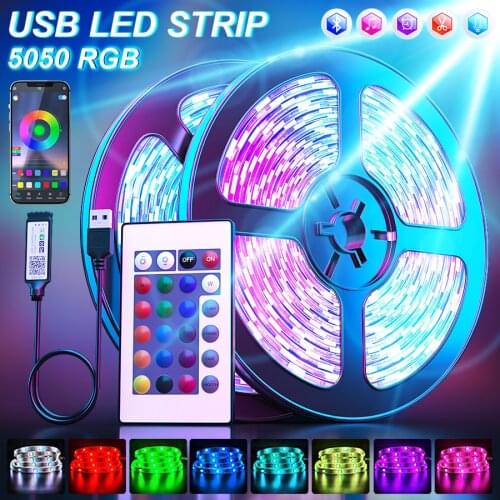 USB LED Strip Lights Bluetooth 5V RGB Led Light 5050 SMD 2M 5M 10M Flexible Tape LED Diode For Decoration Bedroom TV BackLight