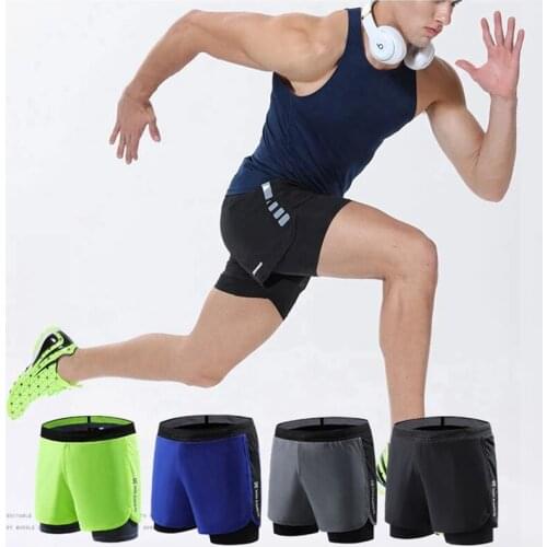 Workout Athletic Shorts Mock Two-Piece Marathon Running Track and Field Training Fitness Quick-Drying Sports Shorts Zip Pockets