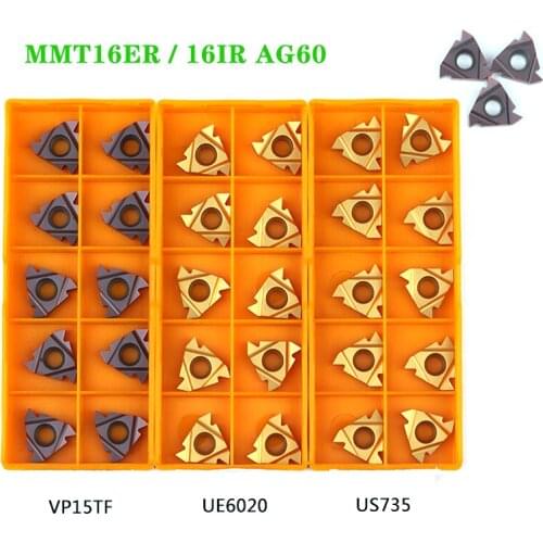 10pcs MMT16ER 16IR AG60 VP15TF US735 UE6020 Carbide Insert CNC Lathe Thread Turning Tools 16ER AG55 Slotting Blade Cutter Tool