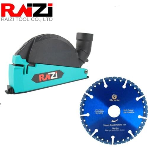 Raizi Angle Grinder Cutting Dust Shroud With 115/125mm Universal Vacuum Brazed Diamond Saw Blade Dust Cover Attachment