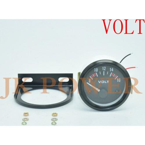 JK 52MM Universal Car Black Analog Pointer Voltage Volts Meter Gauge 8-16V White LED Light