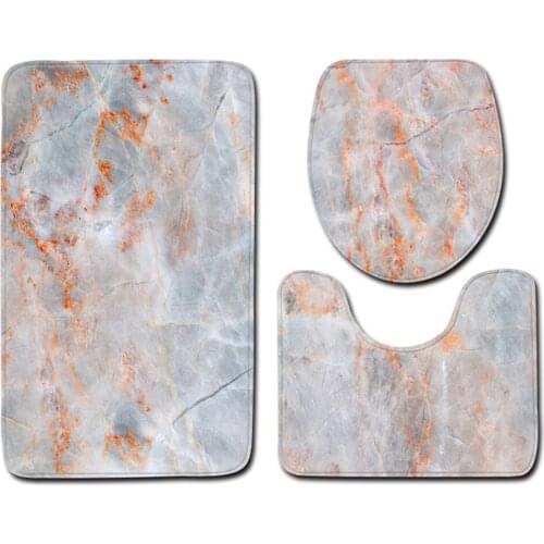 Bathroom Toilet Seat Cover 3Pcs Set Marble Pattern Rugs Anti-slip Mat Water Absorption Floor Carpet Decoration Doormats Home