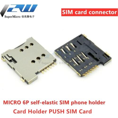 6 pin push micro SIM card slot holder slot connector replacement, KA-285
