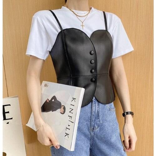 2021 Autumn Womens High quality sheepskin Real Leather Tank Tops Vest C123