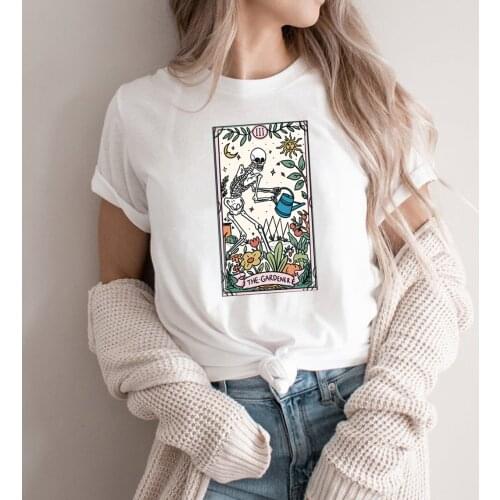 The Gardener Tarot T-shirt Gardening Shirt Tarot Card T Shirt Plant Lovers Gift Skeleton Graphic Tee Women Tees Tops