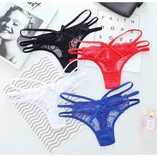 Women Sexy Lace Panties Transparent Low-waist Underpant Hollow Out Thong Female Seamless G-string Underwear Lingerie