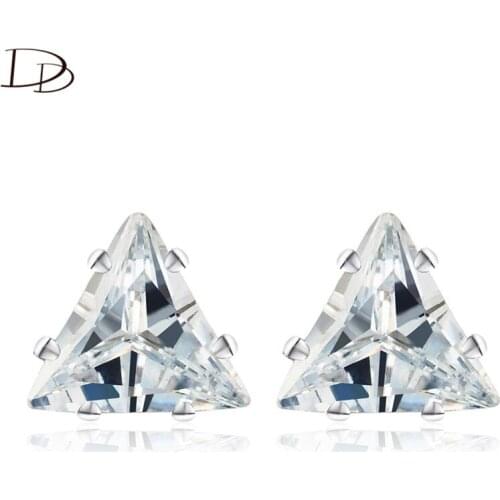 DODO Triangle Crystal Earrings Women Kpop Geometric Elements Stud Earring Copper & White Gold Color Brincos Femme Gifts E62