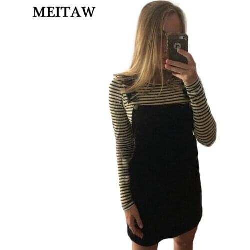 Women Vintage Corduroy Vest Overall Dresses Autumn Winter Casual Sleeveless Sarafan Mini Dress 2020 Female Elegant Party Dress