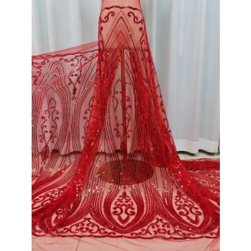 2021 High Quality Sequin Beads Applique Stereoscopic Swiss French Net African Tulle Mesh Lace Fabric For Dress 5yards YL0517