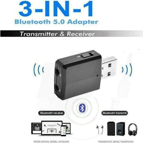 3 in 1 USB Bluetooth 5.0 Audio Transmitter/Receiver Adapter For TV/PC/Car Stereo Black White Aux Bluetooth Adapter Receiver