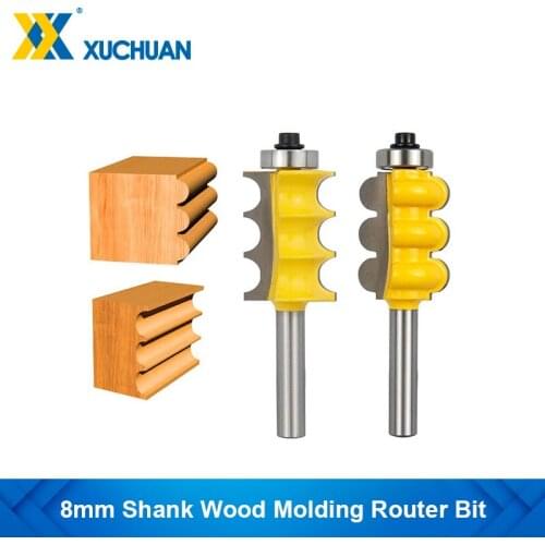 Architectural Molding Router Bit 8mm Shank Triple Bead&Triple Flute Wood Router Bit For Woodworking Line Knife Carbide End Mill