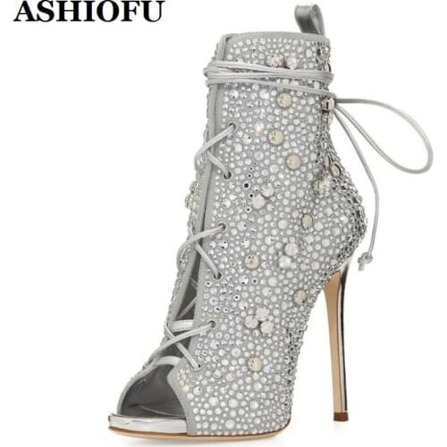 ASHIOFU New Style Handmade Womens High Heel Sandals Bronzing Peep-toe Party Prom Shoes Shinny Evening Fashion Club Sandal Shoes
