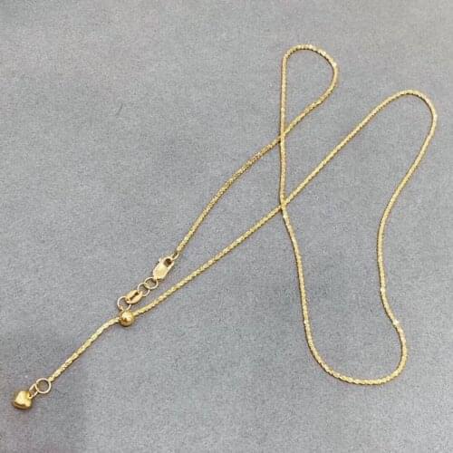 UBESTNICE Pure 18K Gold Trendy Simple Fine Jewelry AU750 Water-Wave Chain Push-out Shining Star Necklaces For Women Party Gift