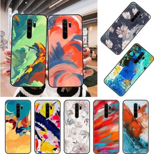 Phone Case For Xiaomi Redmi 8 8A 7A 7 K20 Note 9 9S Pro 4 5 Plus Black Cover Bumper Silicone Funda Tpu Splash Ink Painting Art