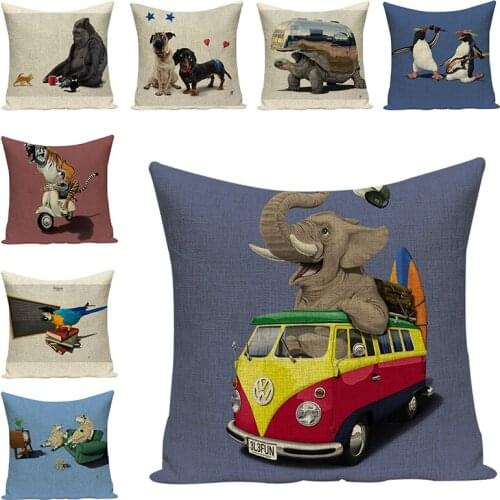 Cartoon Print Cushion Cover for Sofa Art Decorative Pillow Case Throw Pillowcase Car Seat Accessories Sweet Home Decor 45x45cm