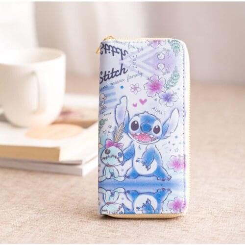 Disney mickey mouse Cute long wallet female cartoon large-capacity clutch bag multifunctional simple handbag Stitch storage bag