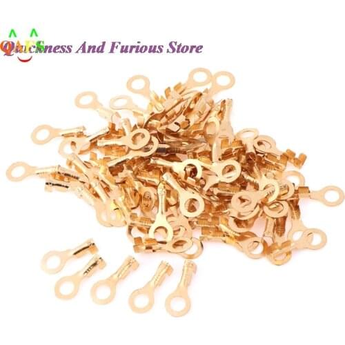 Hot 100Pcs 4.2mm Gold Brass Round Splice Cold Pressed Car Speaker Male Terminals New