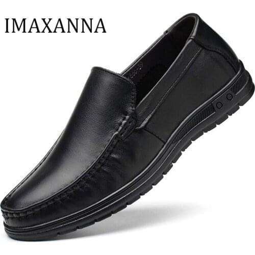 IMAXANNA 2020 Men Genuine Leather Shoes Loafers Luxury Brand Mens Casual Shoes Comfortable Slip On Black Driving Shoe Ayakkabı