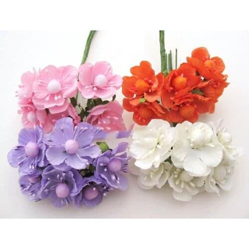 Artificial flowers head Simulation cherry plum peach silk flower artificial flower garland headdress DIY 2.5CM