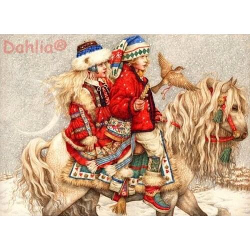 Christmas Journey child Oil painting Needlework Embroidery DIY Cross Stitch Kits Crafts 14CT Unprinted Home Decor Handmade