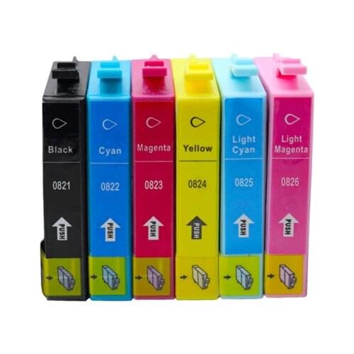 T0821 compatible Ink Cartridges For Epson R270 R390 TX650 T50 T59 RX590 TX700W TX800W T50 TX720 700 TX800 RX610 6colors Full ink