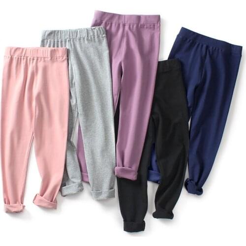 Clothes for girls 12 years old girl outfit trousers kids leggings skinny cotton pants solid color black pink grey purple legging