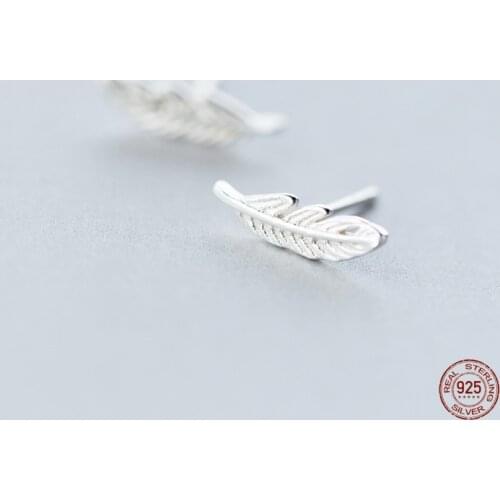 LKO 925 Sterling Silver Feather Stud Earrings for Women Wedding Party Earrings Prevent Allergy Jewelry Accessories Brincos