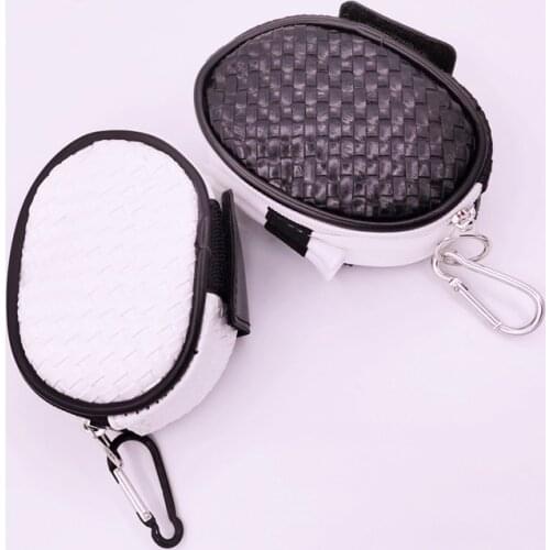 PU Small Golf Ball Bag Mini Golf Bags With Tee Position Zipper Small Pocket Unisex BLACK WHITE