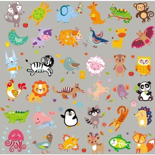 Cartoon Animal Set Patch Garment Stripe A-Level Washable Thermal Transfer Diy Diy Accessories Patch Mini Fox Horse Chick Tiger