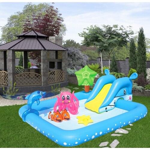 Inflatable Pool Children Play Center Water Toys Pad Dolphin Floating Baby Seat Swimming Pool Splash Water Pool Outdoor Courtyard