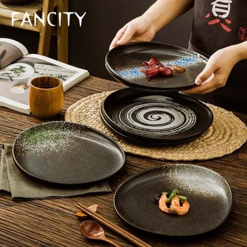 FANCITY Creative Personality Irregular Plate Ceramic Shaped Plate Household Dinner Plate Steak Plate Breakfast Flat Plate Shallo