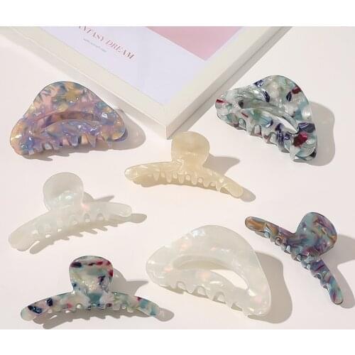 2021 New Acetate Geometric Hair Claw Clips Big Size Makeup Hair Styling Barrettes for Women Hair Accessories Shiny Hairpins Gift