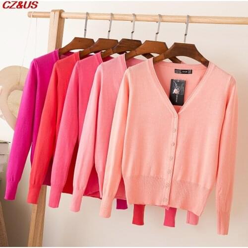 2021 Autumn Women Solid Color V-Neck Sweater Female Long Sleeve Knitted Cardigan Buttons Short Women Tops S-3XL Big Size