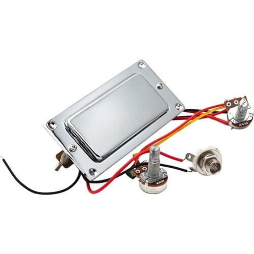 Tooyful Chrome Pre-wired Guitar Double Coil Pickup Harness with Volume Tone Pots for Electric Guitar Replacement Parts