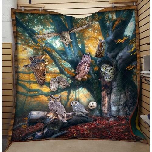 3D Owls Quilt Forest High End Fashionable Kids School Adults Bed Summer Cool Quilt Soft Hot Sales Dropshipping