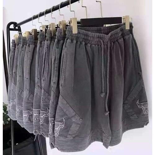 Vintage Gray Loose Biker Shorts Men Women Baseball Drawstring Casual Sport Teens for Clothes Trousers Summer Shorts Street Style