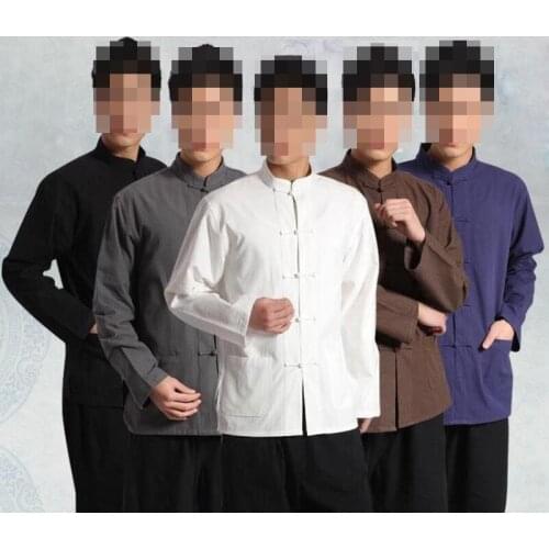 High quality Men cotton Shirts Wing Chun Tai Chi Kung Fu Training Clothes Tops Male Martial Arts Tang suits