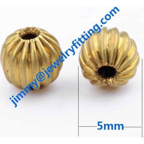 Jewelry findings wholesale 6mm corrugate beads round shape raw brass beads DIY beads