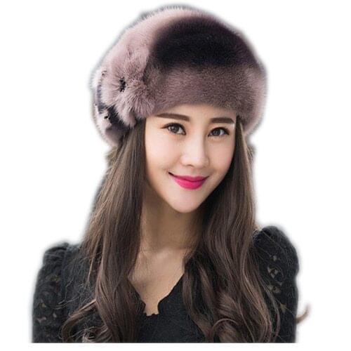 Genuine mink fur hat for women winter imported whole mink fur cap floral pattern 2017 Russian high-end luxury female hats