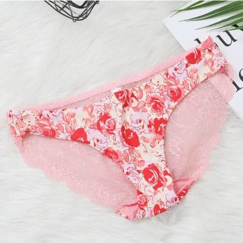 1pcs Womens Sexy Lace Panties Seamless Breathable Briefs for Women Cotton Panty G-String Transparent Lingerie calcinha